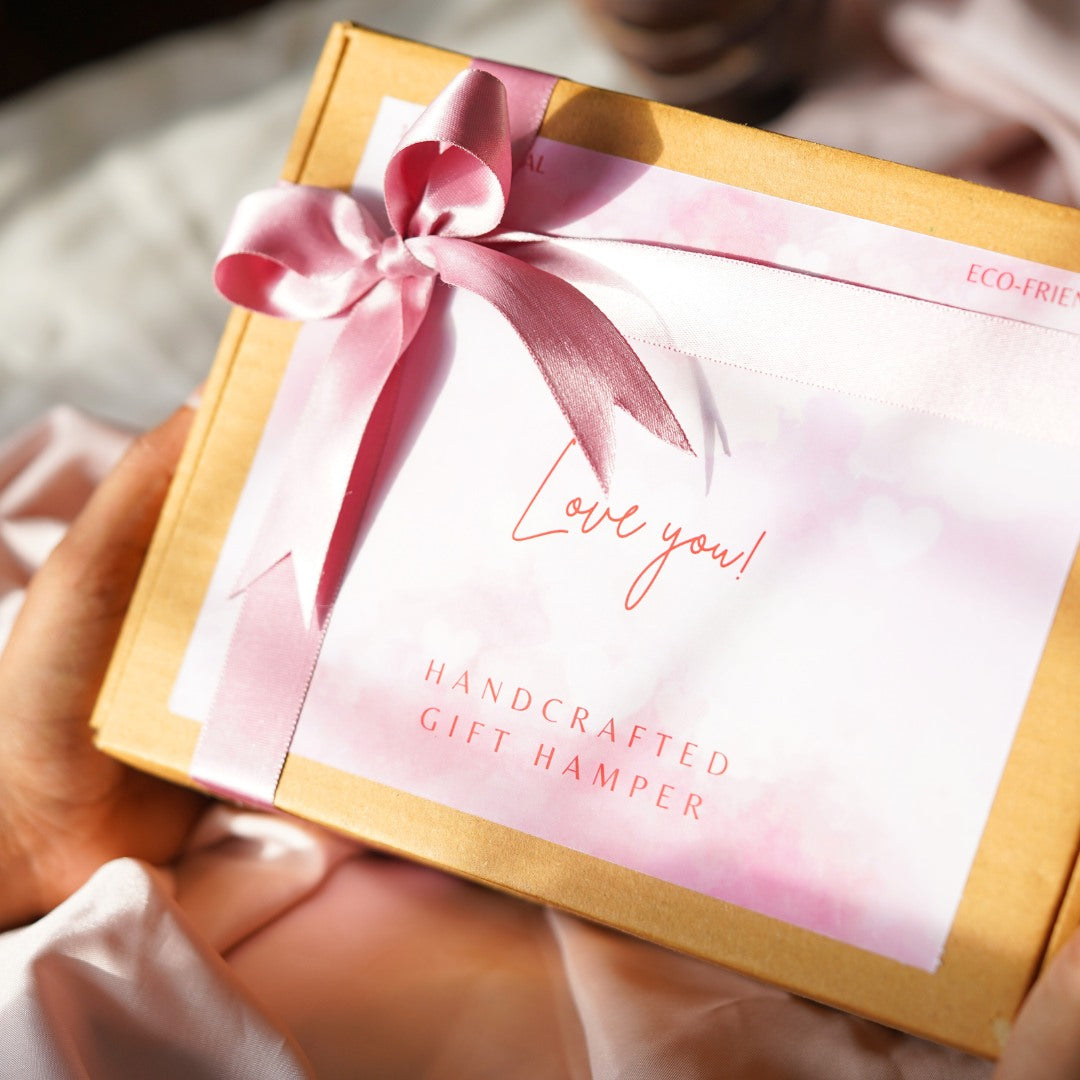 Thenga Eco-Friendly Love Gifts/Hampers Set with 1 Rose Candle, 2 Wine Glasses, Chocolates, Almonds and a Message Card